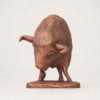 Sculpture 3D en cuivre pur de 1 oz, bison américain, statue de buffle en relief avec fourrure texturée et base en pierre, objet de collection et décoration