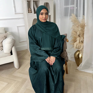 Robe longue en tissu jacquard satiné avec ceinture intégrée, style Abaya Kaftan de Dubaï, pour usage quotidien, tenue modeste pour femmes musulmanes, collection 2026 - Product Image 5