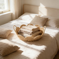 Panier de rangement tressé en corde de papier à bord festonné pour la décoration intérieure, le salon et la chambre, pour le rangement de magazines et d'objets divers