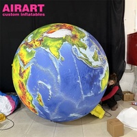 Grand modèle de globe terrestre gonflable suspendu, sphère terrestre gonflable avec impression HD pour la décoration de plafond d'événements de musées scientifiques
