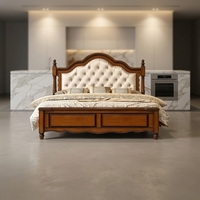 Tête de lit double en bois massif de style européen moderne 180x200cm, meuble de chambre à coucher avec rangement