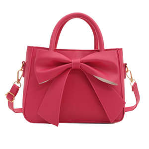 Gentle, fashionable, simple bow zipper handbag, new solid color <b>tote</b> <b>bag</b> - Product Image 2