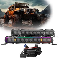 Barre lumineuse tout-terrain T-BULL 20 pouces à LED haute puissance, double couleur blanc/ambre, anneau halo RGB, pour Wrangler JK, toit, conduite, pick-up, voiture