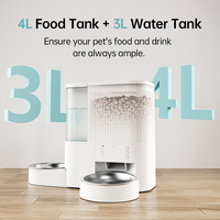 Distributeur automatique de nourriture pour animaux de compagnie 2 en 1 avec fontaine à eau, commande à distance par application, programmation horaire, prise en charge du Wi-Fi, distributeur de nourriture sèche pour animaux de compagnie, mangeoire intelligente pour chiens