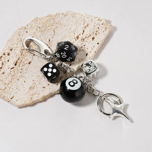 Uionen Accessoire de billard DIY, Pendentif porte-clés et accroche-sac, Dés à 20 faces multi-éléments en forme d'étoile à quatre branches - Product Image 2