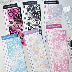 Autocollants étoiles de dessin animé, style coréen, DIY, autocollants photo d'idoles Kpop, autocollants décoratifs Toploader, papeterie <span class=keywords><strong>coréenne</strong></span> mignonne, autocollants de couleur macaron - Product Image 1