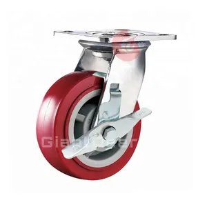 China Manufacturer Heavy Duty Red PVC Caster 100mm 125mm 150mm 200mm