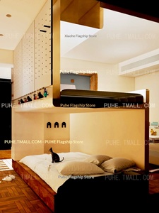 Letto a castello a soppalco a forma di S, multifunzionale, in legno massello, alto-basso, semplice, trasforma una stanza in <span class=keywords><strong>due</strong></span>, ideale per piccoli appartamenti. - Product Image 5