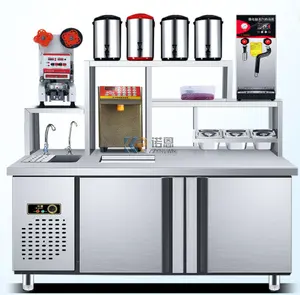 2024流行定制珍珠奶茶设备冷藏吧工作台珍珠奶茶柜台