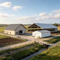 Bâtiment d'élevage en acier, hangar agricole, abri pour vaches laitières, abri pour bovins, abri pour chèvres, abri pour moutons, abri pour porcs, structure moderne