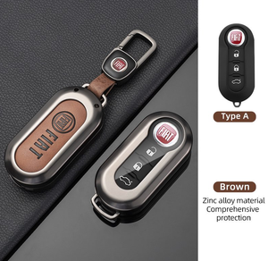 Personnaliser logo métal cuir alliage de zinc pour <span class=keywords><strong>fiat</strong></span> tipo <span class=keywords><strong>500</strong></span> voiture télécommande porte-clés <span class=keywords><strong>coque</strong></span> avec porte-clés ensemble - Product Image 2