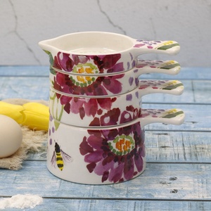 <strong>Measuring</strong> <strong>Cup</strong> <strong>Set</strong> of 4 Print <strong>Measuring</strong> TOOLS Dog Food <strong>Measuring</strong> <strong>Cup</strong> Powder <strong>Measuring</strong> Ceramic Flower Design Custom Sustainable - Product Image 2