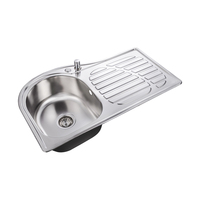 Évier de cuisine en acier inoxydable 304, style ferme, à cuve unique, avec égouttoir, design monotrou, finition polie