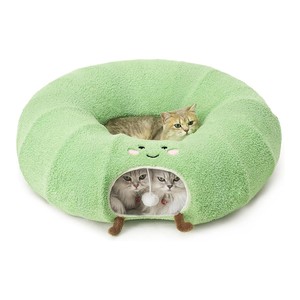 Складная круглая лежанка для кошек из вельвета с шуршащим наполнителем – зимняя модная однотонная модель, съемная, моющаяся, для использования в помещении - Product Image 1