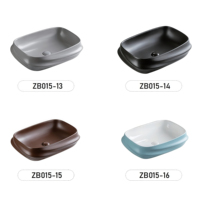 Nouvelle Tendance : Lavabo de Comptoir en Céramique Émaillée Bleu Mat, Design Artistique, pour Salle de Bain