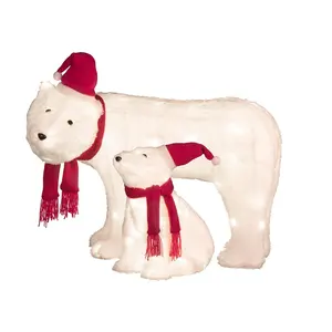 Vacaciones LED 3D Oso Polar decoración navideña motivo escultura Animal luz para decoración del hogar
