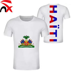 Venta al por mayor Bandera de Haití ropa camiseta de manga corta personalizada bandera haitiana camiseta con escote redondo - Product Image 3