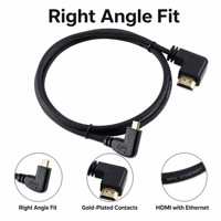 Câble 1m-3m à angle de 90 degrés, triple blindage, gaine PVC, 4K/60Hz pour projecteur HDTV, caméra, ordinateur - En stock
