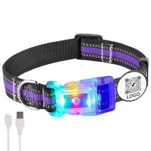 Collar LED de nailon ajustable para mascotas, seguridad nocturna sólida, resplandor oscuro, Correa fluorescente luminosa para perros, estampado personalizado para perros - Product Image 5