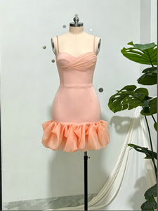 Nouvelle Arrivée 2026 : <span class=keywords><strong>Robe</strong></span> moulante <span class=keywords><strong>rose</strong></span> à bretelles avec <span class=keywords><strong>robe</strong></span> de <span class=keywords><strong>cocktail</strong></span> courte à volants - Product Image 5
