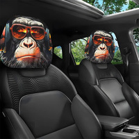 Taie d'oreiller de voiture imprimée drôle motif double face respirant housse de coussin décorative élastique lavable housses d'appui-tête de voiture