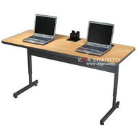 Mobilier informatique scolaire double bureau d'ordinateur à cadre métallique en bois avec plateau à clavier
