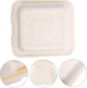 Contenedor de Alimentos Biodegradable Desechable de Almidón de Maíz para Llevar, Envase de Plástico Tipo Concha para Comida para Llevar - Product Image 3