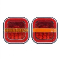 Feu arrière LED carré pour camion, type Hamburger, avec DRL, Stop, Clignotant et Réflecteur, Rouge Ambre, 12V 24V, Étanche, pour Remorque et Caravane