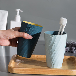 Wash Cup Solid Color Dark Blue Light Blue Toothbrush Holder Bathroom Set For Home Use - Product Image 1