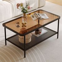 Table d'appoint compacte en verre trempé pour salon, nouveau modèle – Table basse portable avec rangement pour balcon