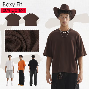 T-shirt Homme Streetwear Personnalisé Coupe Boxy Qualité Supérieure Épaules Tombantes Oversize Imprimé DTG Coton Pur Manches Courtes Vente en Gros - Product Image 1