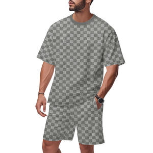 PASUXI <span class=keywords><strong>Tuta</strong></span> Sportiva Estiva da Uomo all'Ingrosso, Completo Traspirante a Scacchi con Maniche Corte per Corsa, Jogging e Palestra - Product Image 4