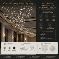 Lustre suspendu moderne en acrylique à plusieurs têtes, design artistique 'Star Shower', personnalisé pour salle de banquet, hôtel, villa et projets d'éclairage
