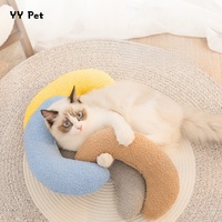 Oreiller pour chien et chat en fourrure - Forme ronde - Super doux - Peluche - Motif uni - Oreiller et tapis de sommeil - Confortable - Oreiller pour animaux de compagnie pour toutes les saisons