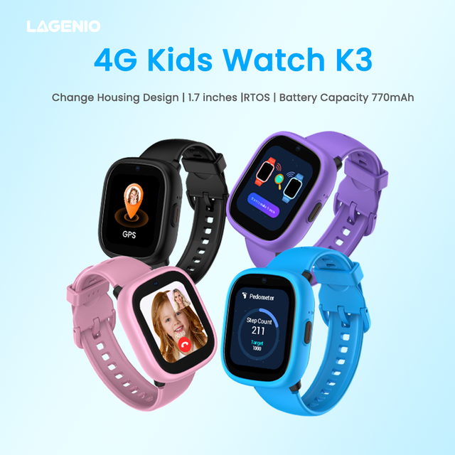 LAGENIO Good Price K3 4G Children's Smart Watch GPS LBS WIFI Location Video Call IP68 Waterproof SOS Class Mode Kids Smart Watch