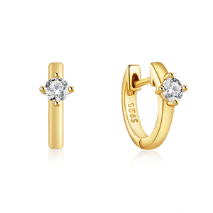 Pendientes de Aro CANNER de Plata de Ley 925 con Circonita Redonda y Baño de Oro de 18K para Mujer - Product Image 1