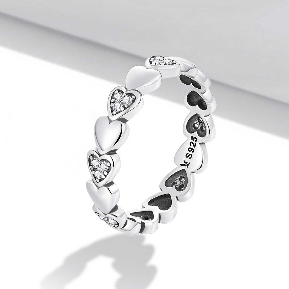 925 Sterling Silver Simple Love Ring - Stackable Heart Design display picture 1