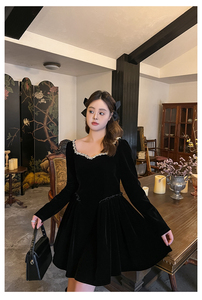 Elegante abito Midi Gala <span class=keywords><strong>taglie</strong></span> forti stile francese con collo quadrato Splicing catena di diamanti abito da principessa sinuoso Vestido Corte Princesa - Product Image 5