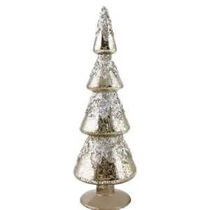 Christmas glass tree with silver plated and shining stars patterns