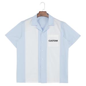 Camicie a <span class=keywords><strong>maniche</strong></span> <span class=keywords><strong>corte</strong></span> a strisce larghe da uomo con Logo personalizzato - Product Image 1