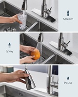 Robinet de cuisine moderne en acier inoxydable HLK Factory avec capteur, valve en céramique, sans contact, monocommande, gris anthracite, pour usage en cuisine