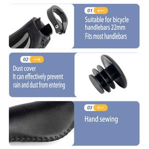 Poignées de vélo <span class=keywords><strong>vintage</strong></span> 22 mm en cuir PU, absorbant les chocs, antidérapantes, pour vélo et trottinette, accessoires de vélo - Product Image 3