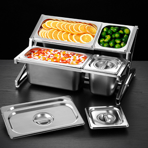 อุปกรณ์ครัวบุฟเฟ่ต์โรงแรม ชั้นวางถาดสแตนเลส GN <span class=keywords><strong>พร้อม</strong></span>ถาดอุ่นอาหารและที่เก็บเครื่องปรุง - Product Image 4