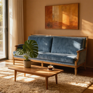 Hiện đại màu xanh nhung Ghế sofa đơn thiết kế mới đồ nội thất phòng khách nhà hàng chất lượng vải - Product Image 3