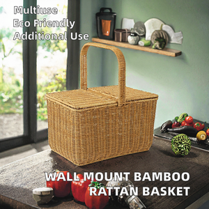 Panier mural en bambou 2026 Nouvelle Arrivée Écologique Multifonctionnel Tressé à la main en rotin et jacinthe d'eau pour bureau - Product Image 2