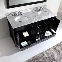 Armoire de salle de bain en bois de chêne avec évier simple de 48 pouces, finition gris foncé, Foshan