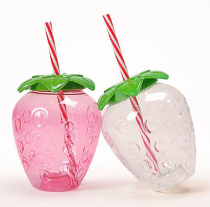 Bouteilles d'eau en plastique transparent avec paille, motif <span class=keywords><strong>fraise</strong></span> mignon, pour enfants, filles et étudiants, pour boissons froides - Vente en gros - Product Image 5