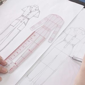 5PC 패션 드로잉 템플릿 디자인 세트 봉제 의류 측정 곡선 자 DIY 양재봉 도구 - Product Image 2