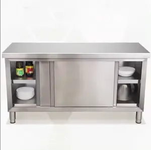 Kualitas Super SUS 304 meja kerja dapur baja tahan karat dengan kabinet