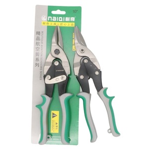 Naichi Stainless Steel Aviation Shears 10 Inch Straight And Curved Heads Industrial Grade Green Handle Scissors - Product Image 4